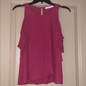 Lush burgundy cold shoulder top